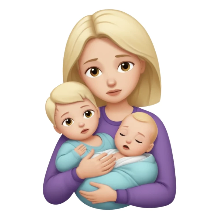 exhausted lady with baby sticker