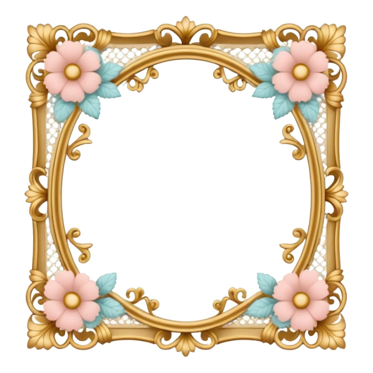 delicate feminine photo frame with lace and flowers sticker