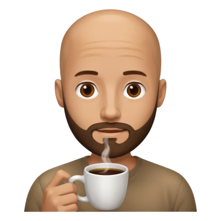 men with coffee no hair, 3 day beard sticker