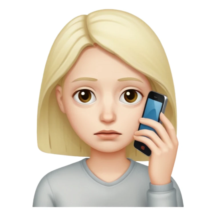 person with very pronounced dark circles under eyes, tired and addicted looking at phone sticker