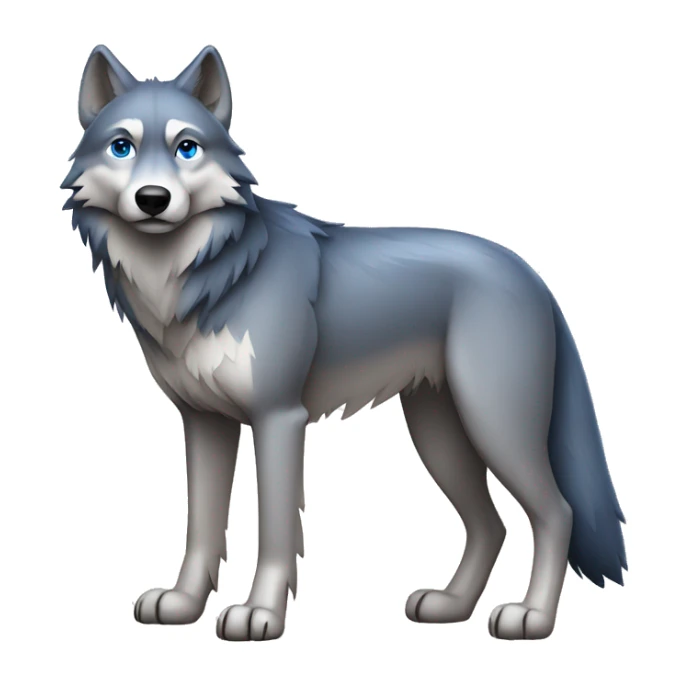Grey wolf with darker points, and blue eyes. full body sticker