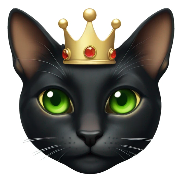 tortoiseshell black cat green eyes with crown on sticker