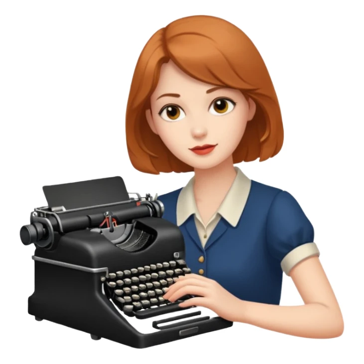 woman with vintage typewriter sticker