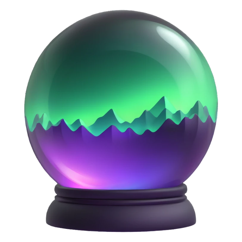 aurora crystal ball with swirling green and purple lights sticker