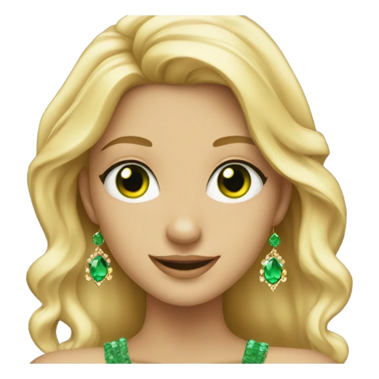 blonde girl green eyes smiling with jewelry sticker