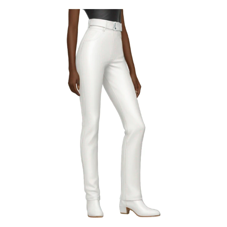 White High waisted straight leg leather pants isolated sticker