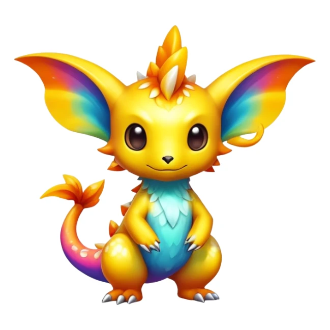 Exotic shiny rare multi-colored epic cute Fakémon-creature, full body, with random markings sticker