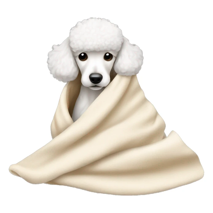 white poodle brown nose sleeping in blanket sticker