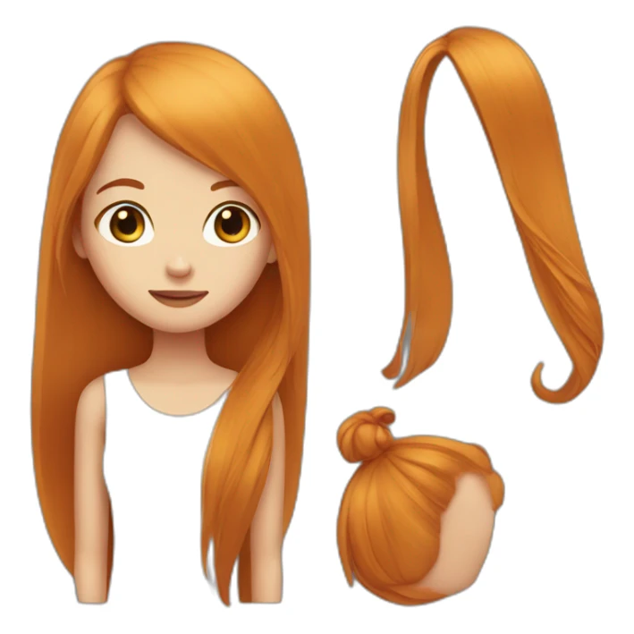 Cute Girl with long straight ginger hair sticker