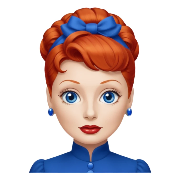 Lucille Ball with blue eyes, red hair, cobalt blue outfit sticker