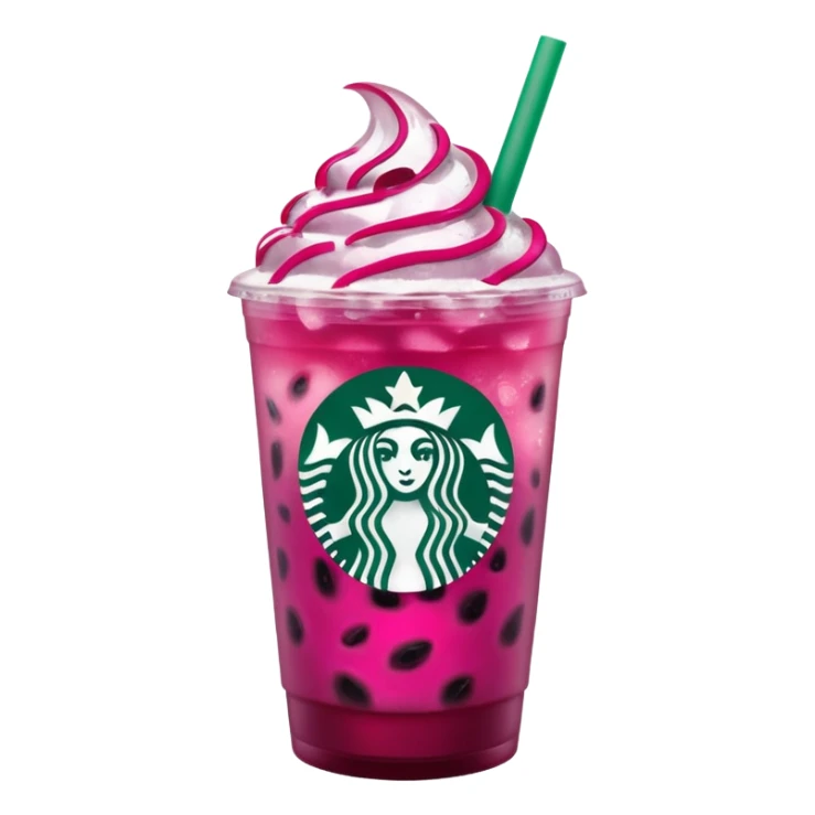 Starbucks dark pink dragonfruit refresher. no pink cream on top. starbucks logo. sticker