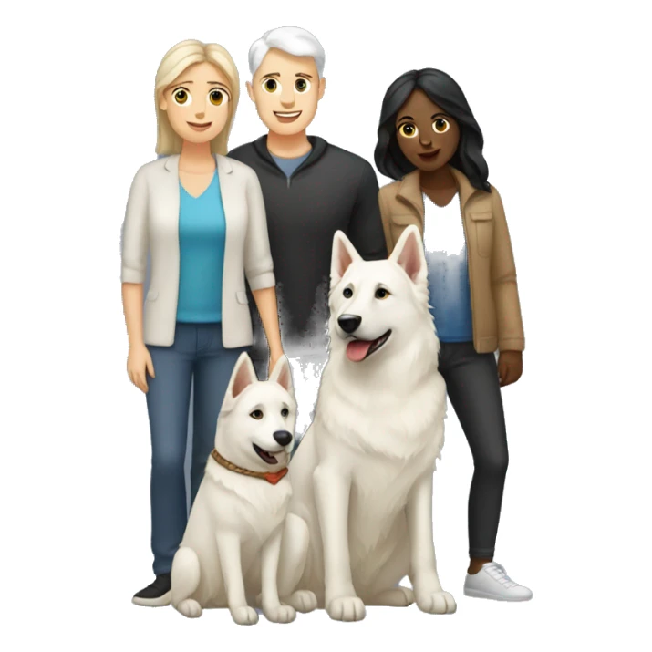 Wife and husband with two white shepherd and one black labrador sticker