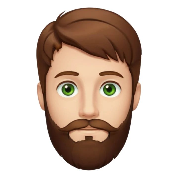 a boy with brown hair, green eyes, perfect beard sticker