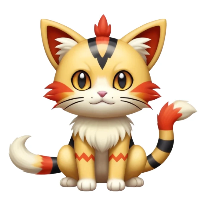 Shiny Cute Adorable Delcatty-Meowth-Litten-Hybrid-Creature with pattern-markings sticker