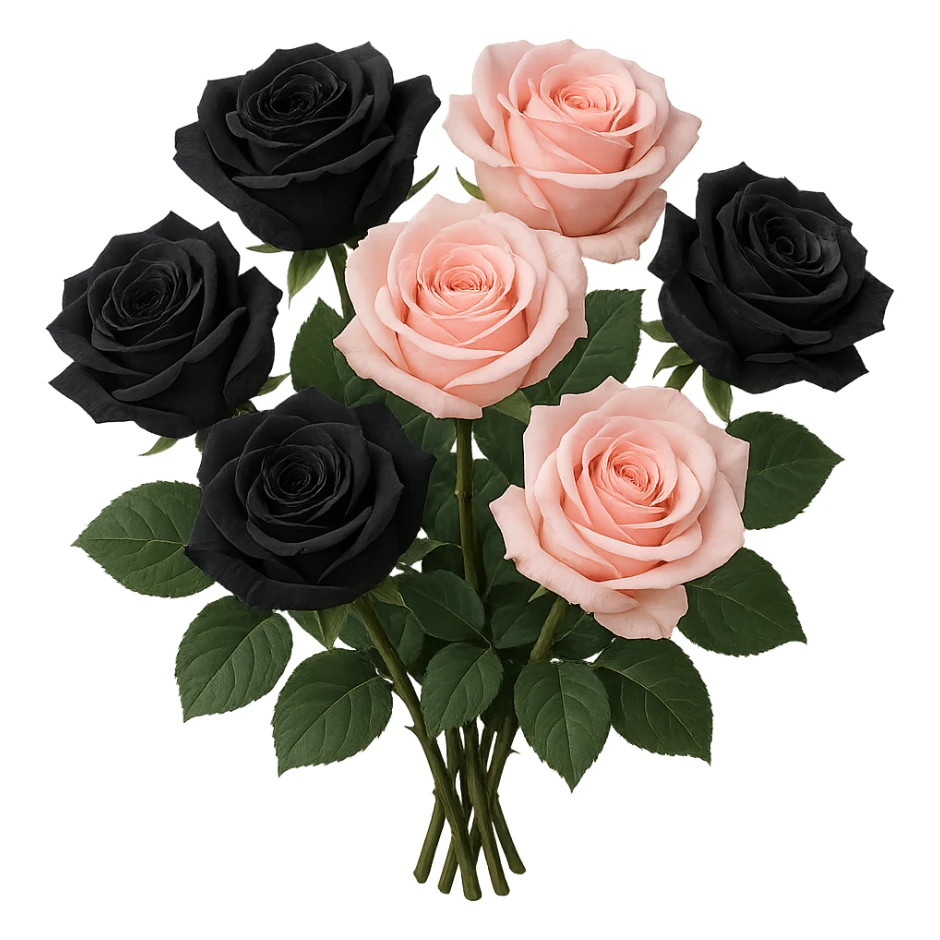 bouquet of black and pink roses , remove background sticker