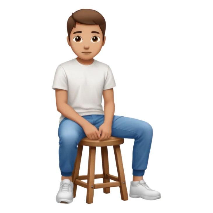 a person sitting on stool with full face backward turn

 sticker