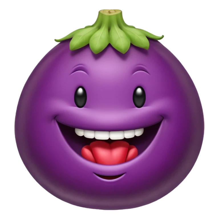 Smiley face with eggplant in its mouth sticker