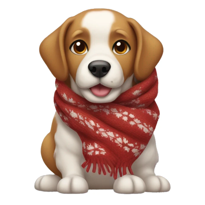 christmas cozy dog in a scarf sticker