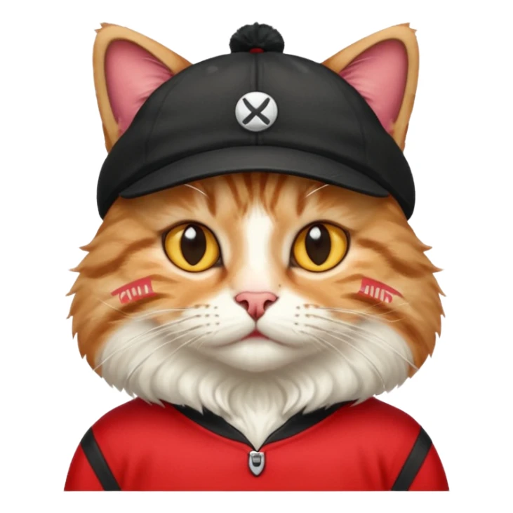 cat with black cap and red jersey sticker