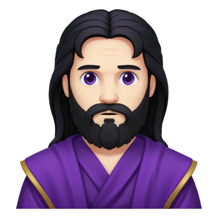Pluto, Death God from Rome Mythology with long black hair and beard, black and purple outfit sticker