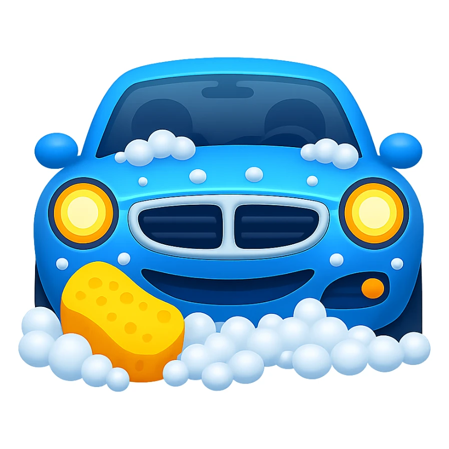 Remove the background so only the car and bubbles remain. The style should resemble emoji style for use as an icon. sticker