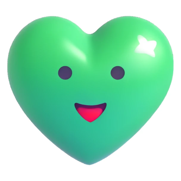 green heart, glossy, 3D emoji style sticker