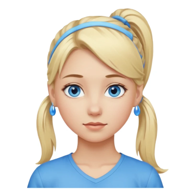 blonde girl with blue eyes and a ponytail sticker