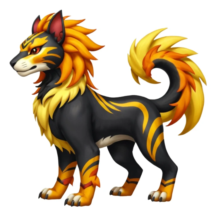 Shiny Glowing Legendary Epic Pyroar-Torracat-Luxray-Tigress-Houndoom-Liger-Hybrid-Fakemon-hybrid-Creature (full body) sticker