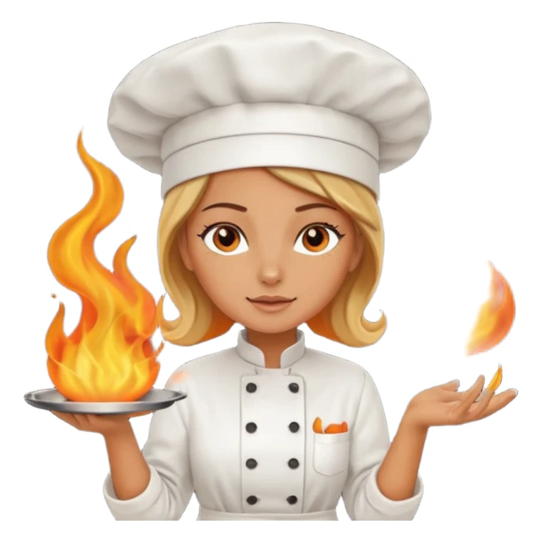 women cooking with fire sticker