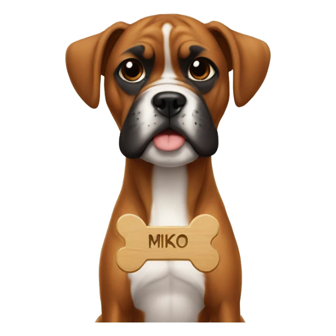 boxer dog with a name plaque that says MIKO sticker