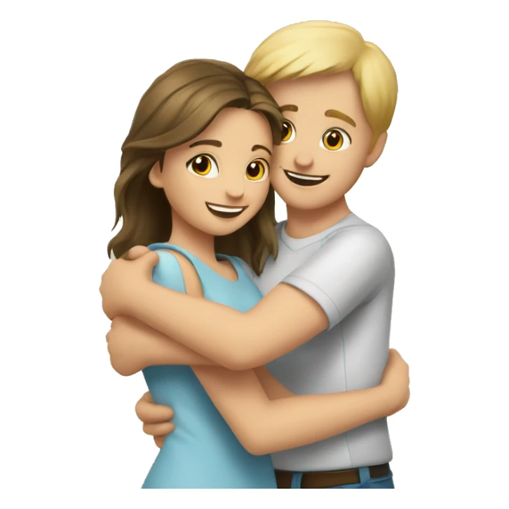 couple hug with warm smiles blond girl brunette boy  sticker