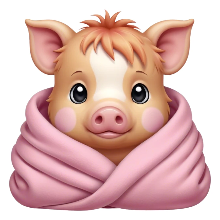 baby kunekune pig cozy in a blanket sticker