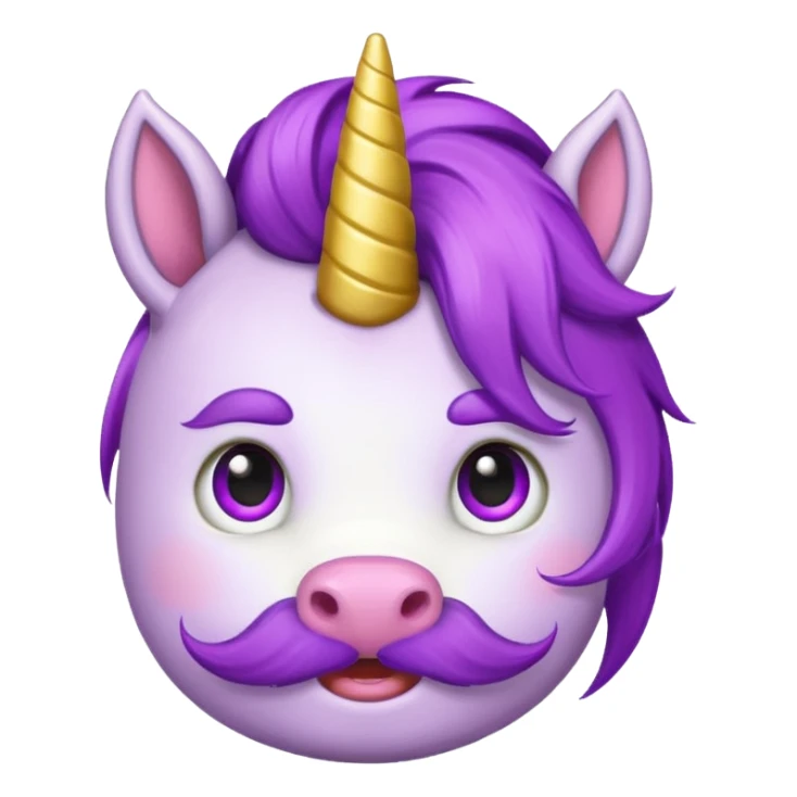 unicorn face with big thick mustache cute and purple haired mohawk sticker