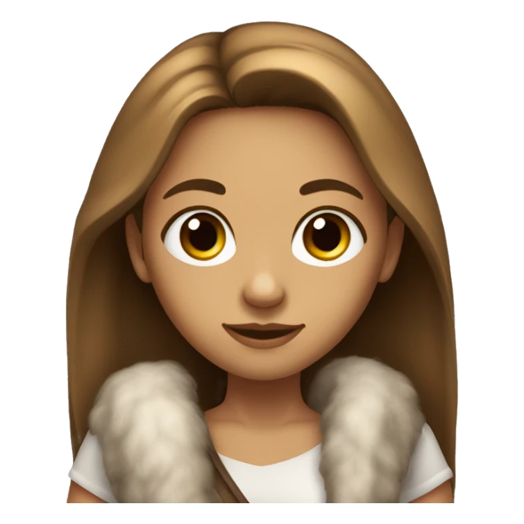 A tan girl with brown long hair black eyes and sticker