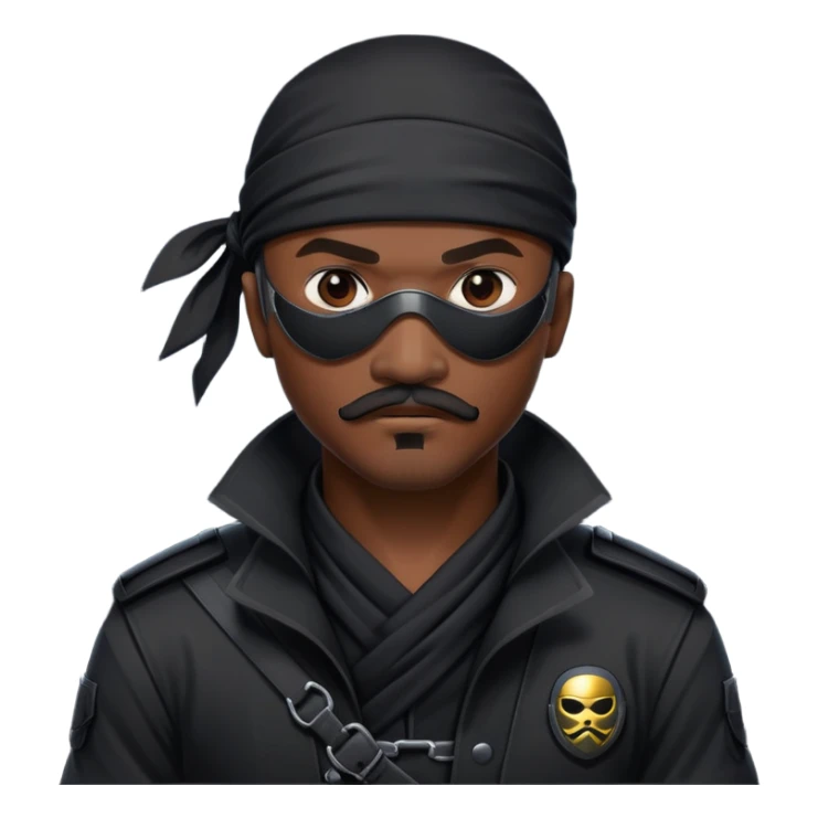 african-american mustache mercenary black eyepatch ninja hacker terminal command center sticker