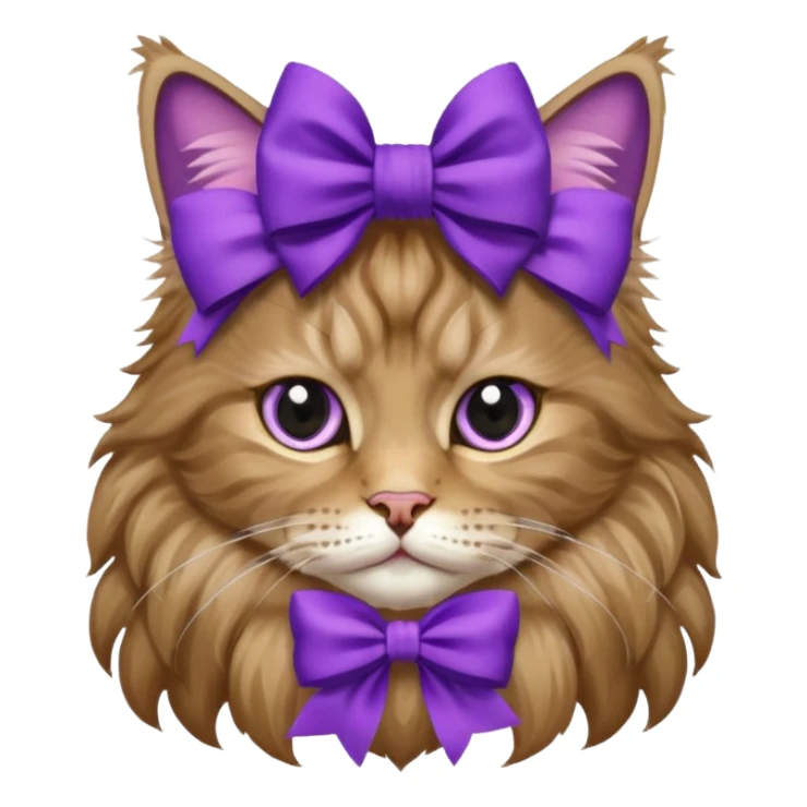 Mainee-coon with purple bow on head sticker