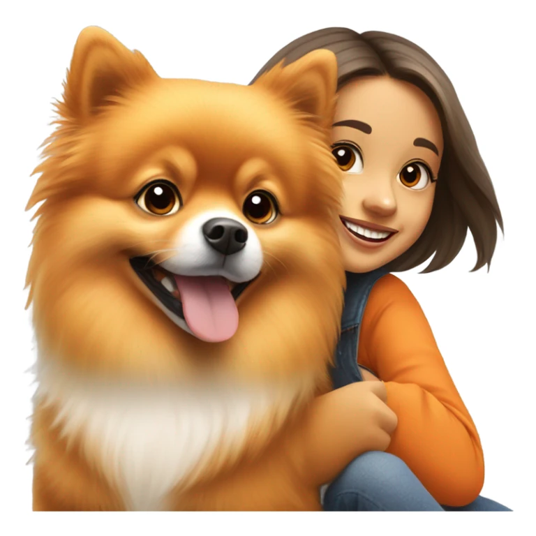 orange Pomeranian dog with girl  sticker