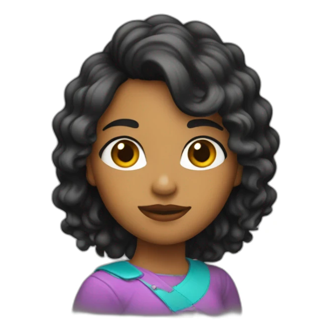 chica con pelo ondulado de color negro sticker