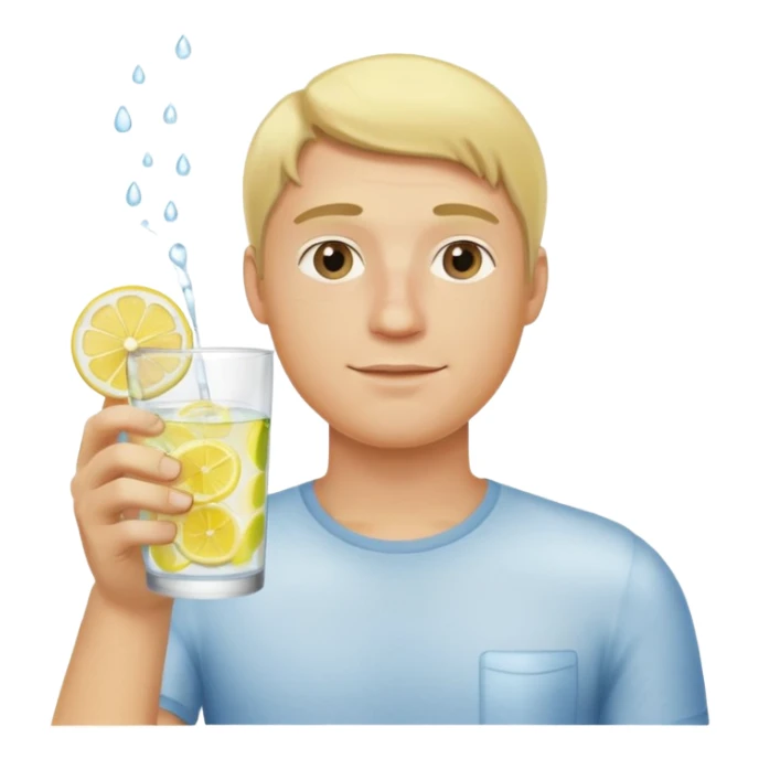 blonde man holding a glass of lemon water sticker