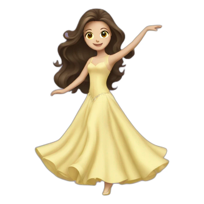 a brunette with long hair who dances ballroom dancing sticker