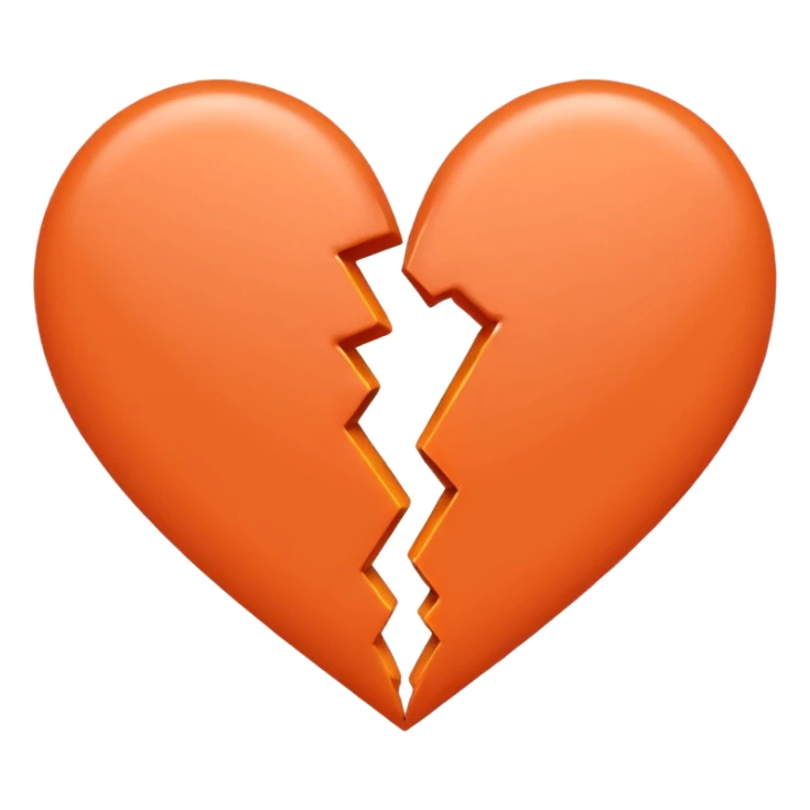 Make a half gray and half orange heart emoji (left is gray and right is orange) sticker