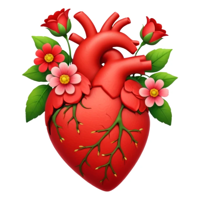 Heart with flowers growing on it a breathing heart sticker