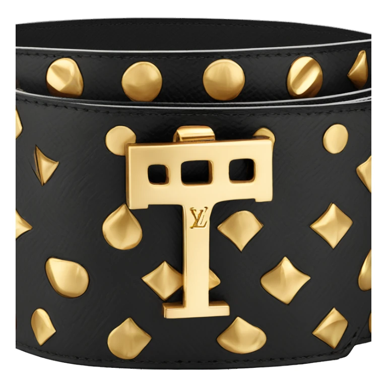 Luxury Black Louis hVuitton belt with Gold buckle sticker