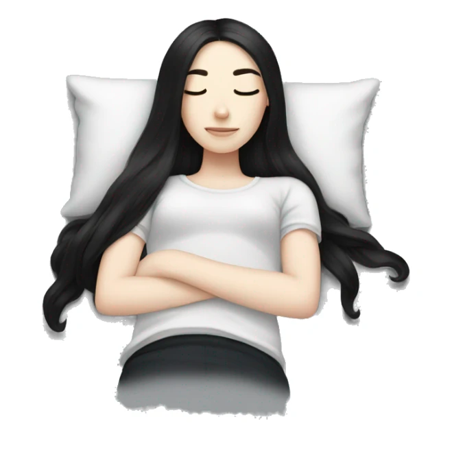 pale girl with long black hair sleeping  sticker