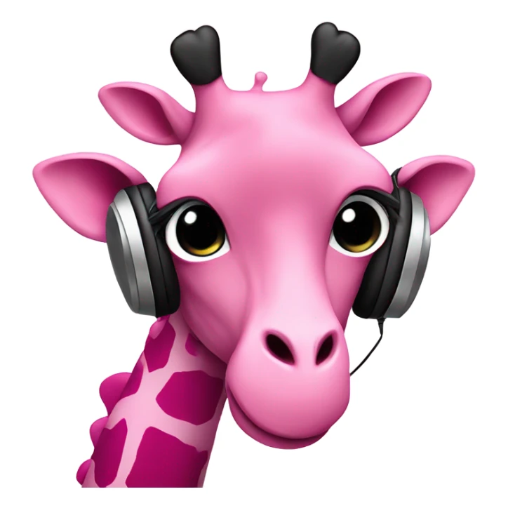 Emo Pink giraffe with hearts listing to music sticker