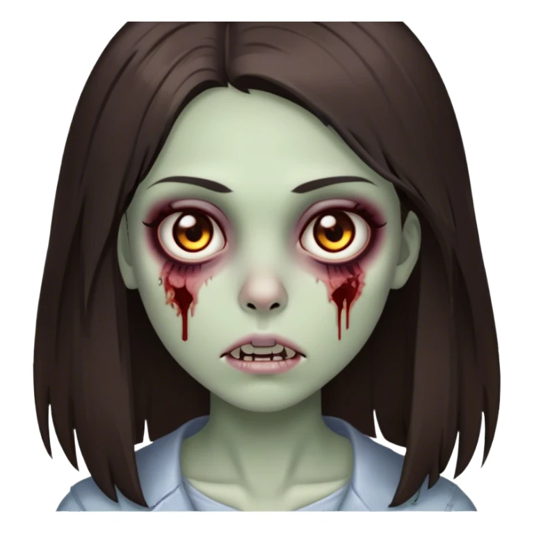 brunette zombie girl with medium straight hair with brown eyes sticker
