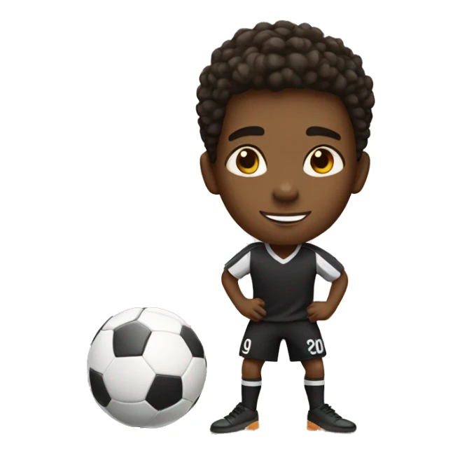 black boy, brown eyes, playing soccer and scoring goal sticker