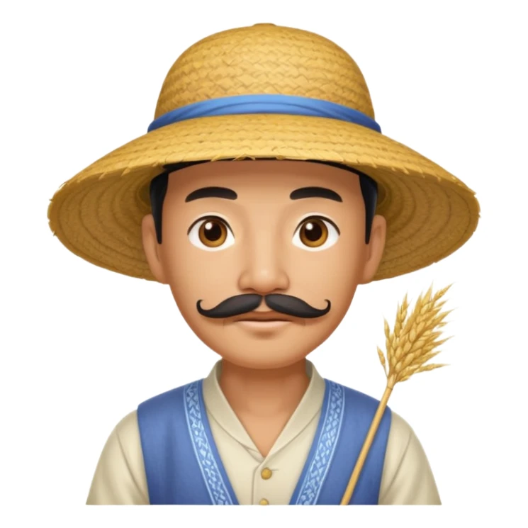 rice farmer with a chinese mustache sticker