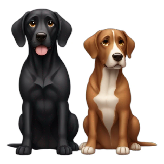 Big black dog and small Brown dog with big up ears sticker