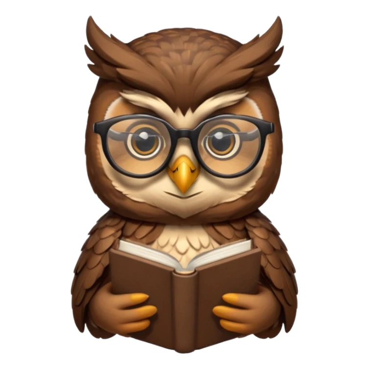 owl wearing glasses holding book sticker